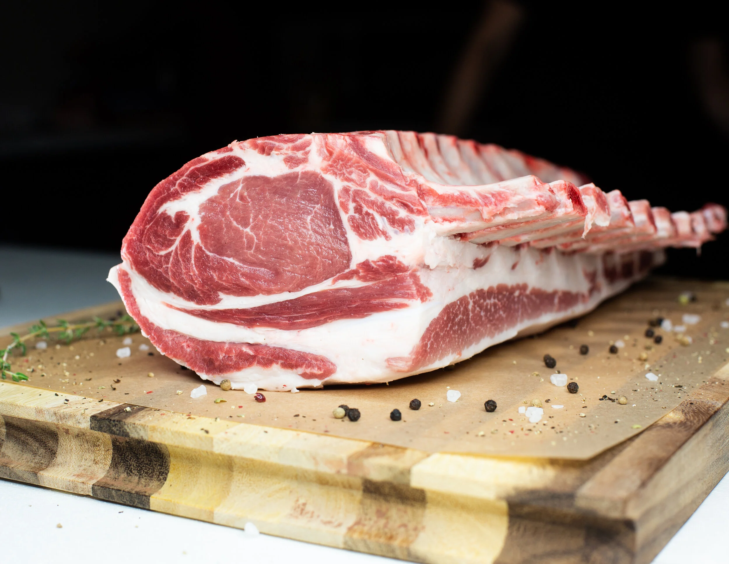 Heritage Berkshire 8-Bone Frenched Loin Rack — Heritage Berkshire Pork